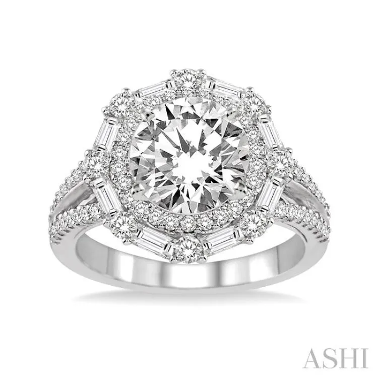 1 1/10 Ctw Diamond Semi-Mount Engagement Ring in 14K White Gold