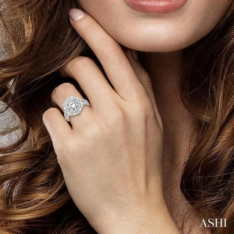 1 1/10 Ctw Diamond Semi-Mount Engagement Ring in 14K White Gold