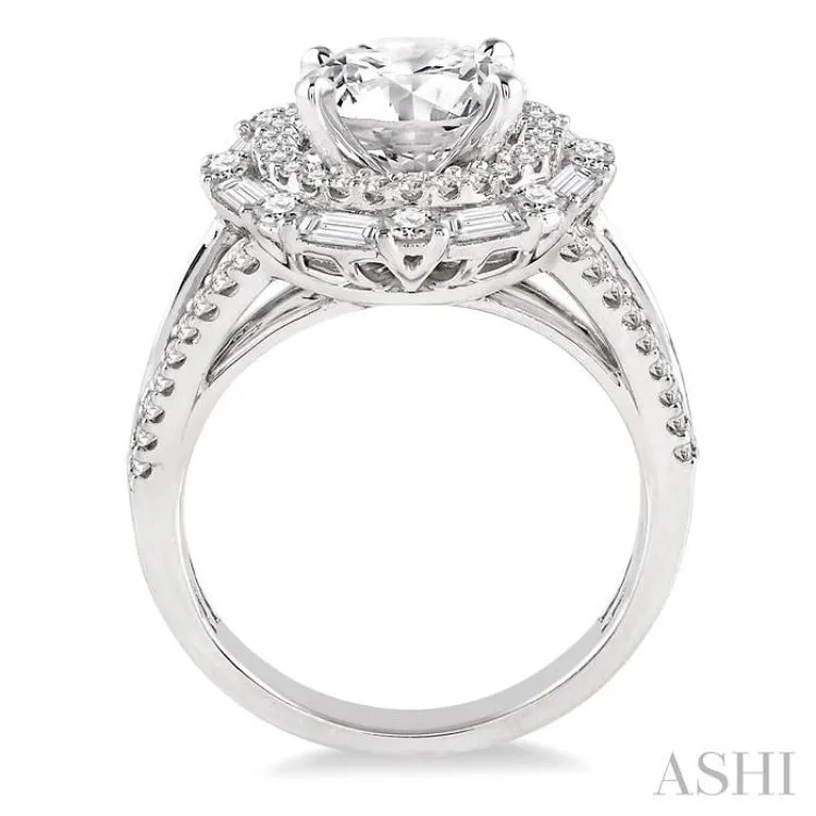 1 1/10 Ctw Diamond Semi-Mount Engagement Ring in 14K White Gold