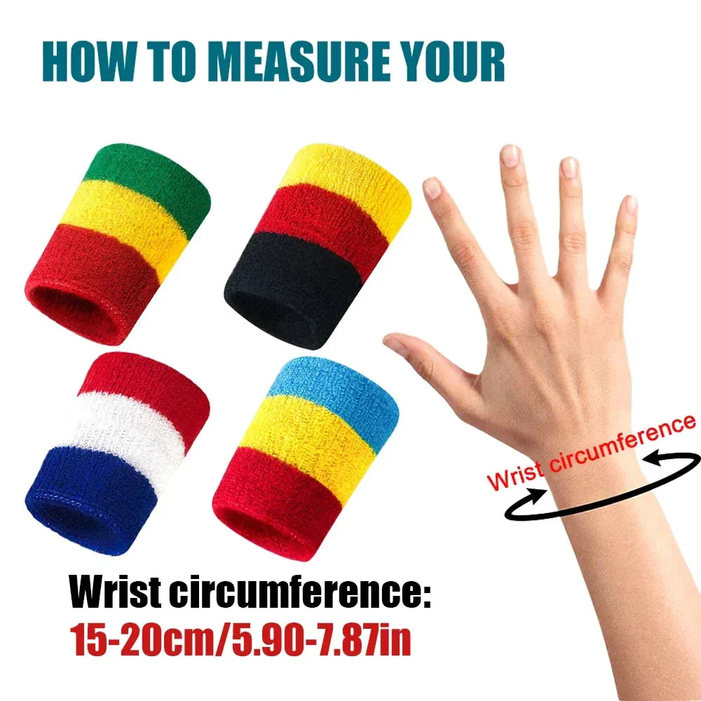 1 Pair Colorful National Flag Wristbands for Tennis Basketball Golf