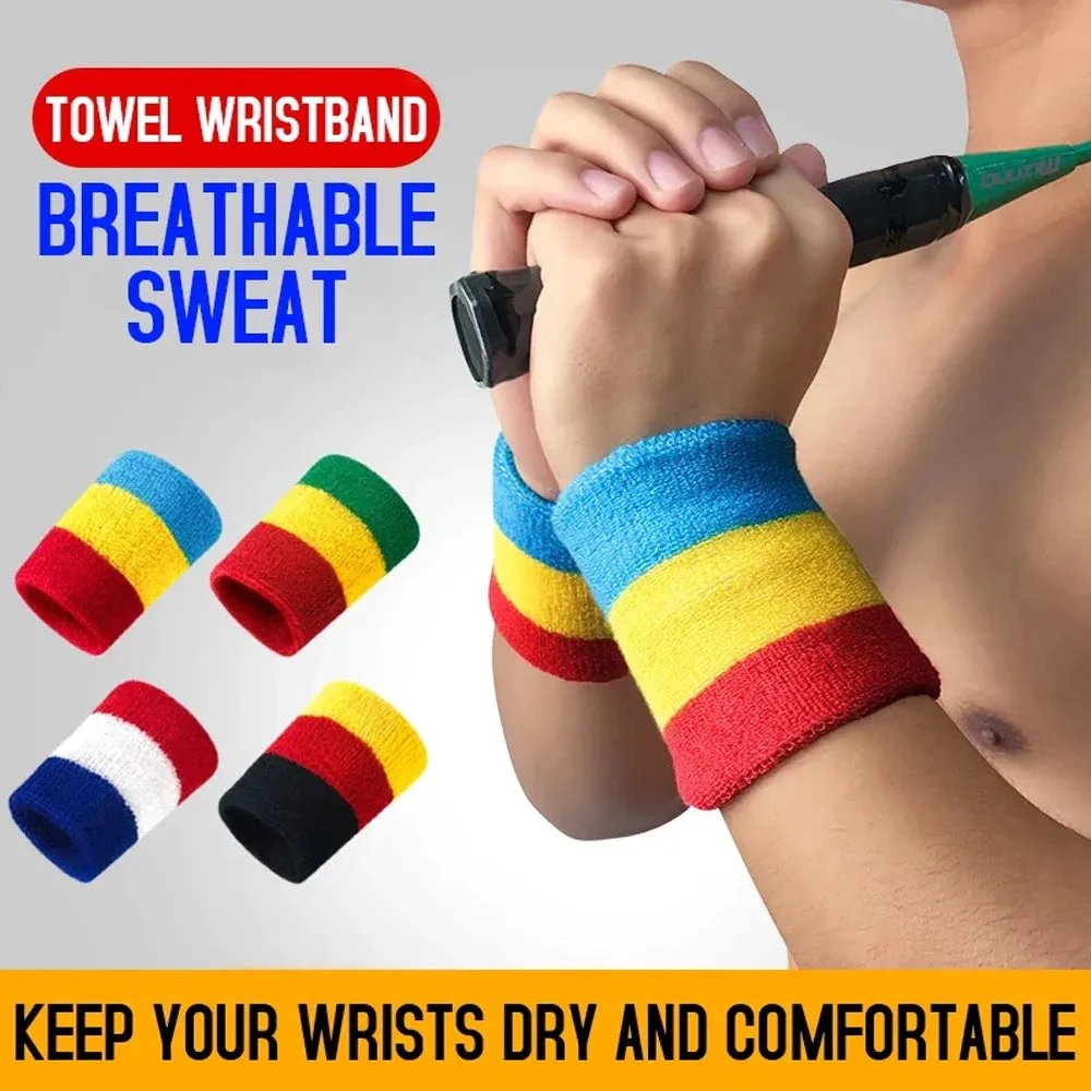 1 Pair Colorful National Flag Wristbands for Tennis Basketball Golf
