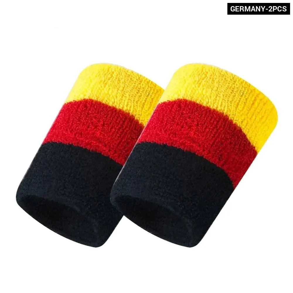 1 Pair Colorful National Flag Wristbands for Tennis Basketball Golf