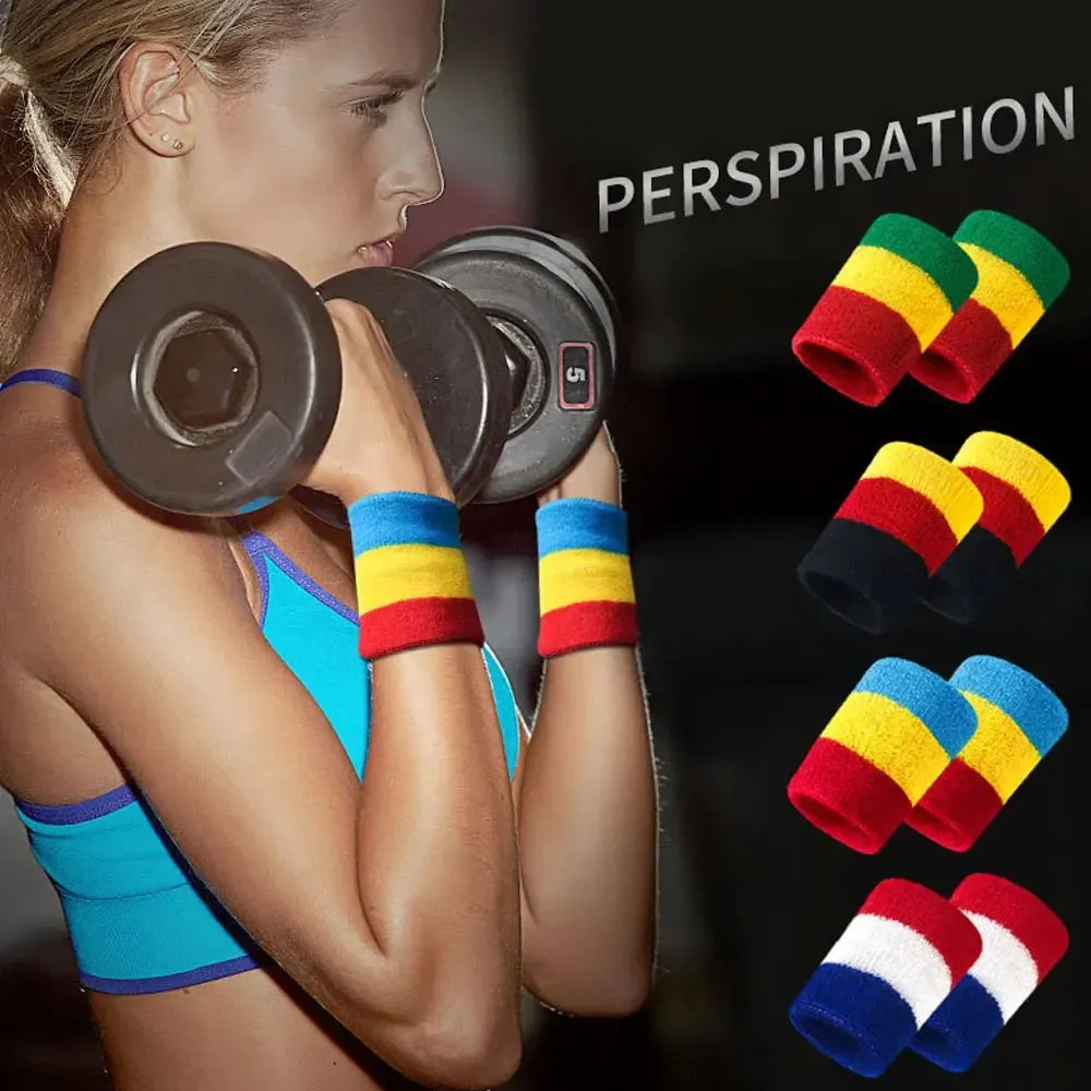 1 Pair Colorful National Flag Wristbands for Tennis Basketball Golf