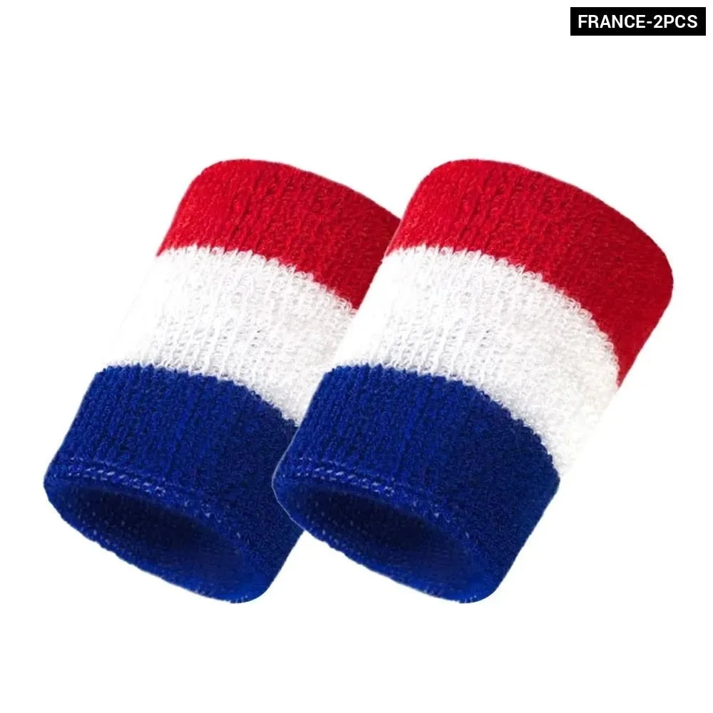 1 Pair Colorful National Flag Wristbands for Tennis Basketball Golf