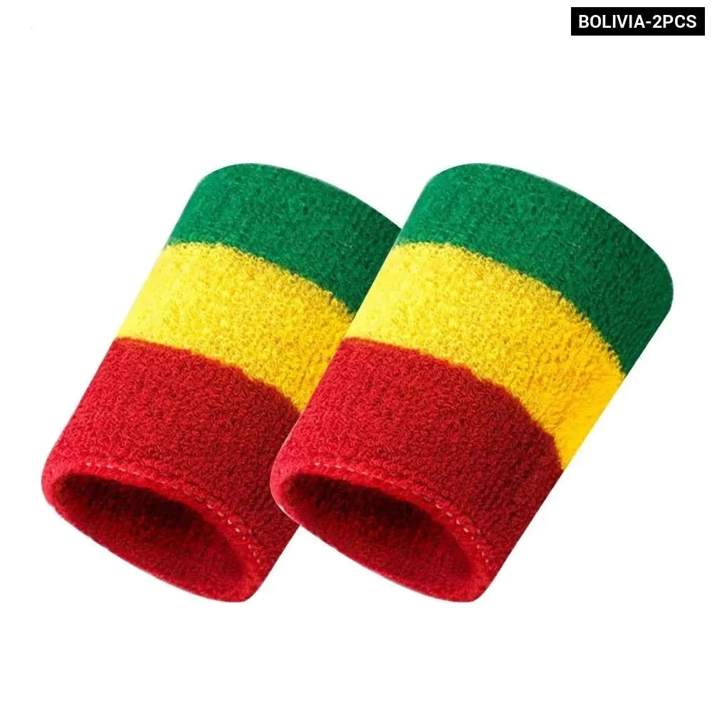1 Pair Colorful National Flag Wristbands for Tennis Basketball Golf