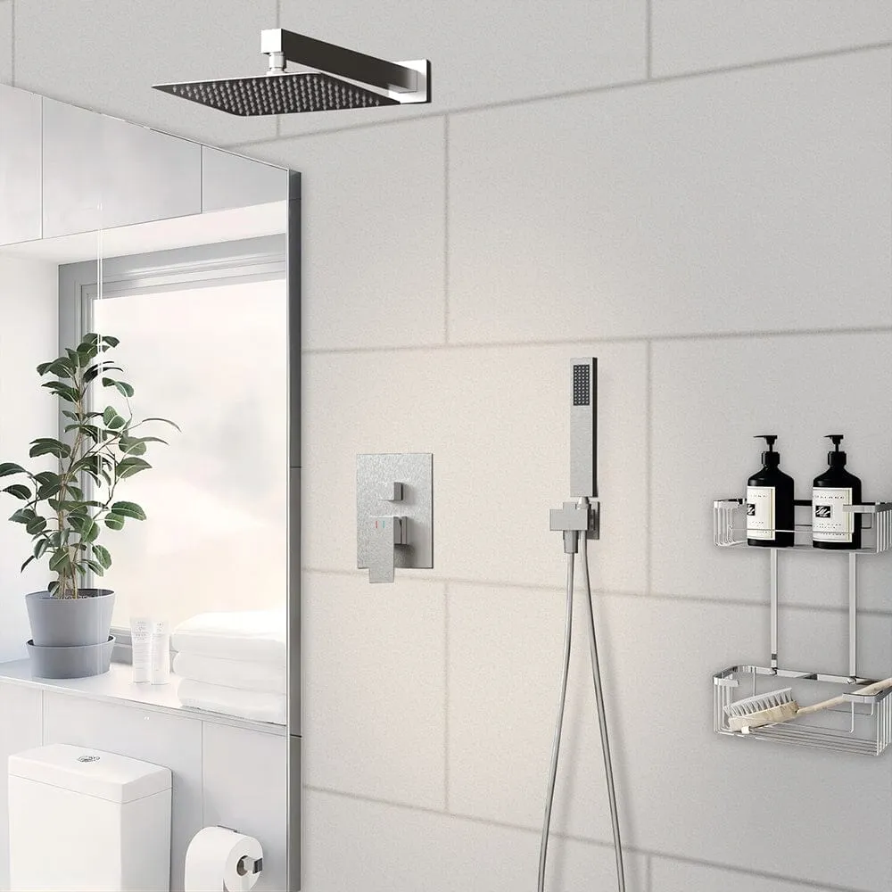 12 inch Single Handle 2-Spray Rain Shower Head Systems Square Wall Mounted Shower