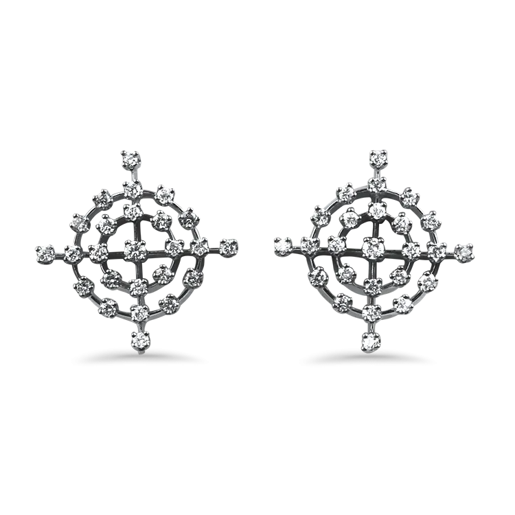 AGA Correa Estate 14K White Gold "Center of Affection" Diamond Stud Earrings