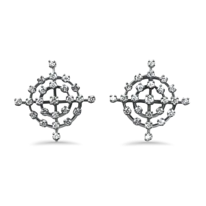 AGA Correa Estate 14K White Gold "Center of Affection" Diamond Stud Earrings