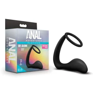 Anal Adv Platinum Cock Ring Plug Black