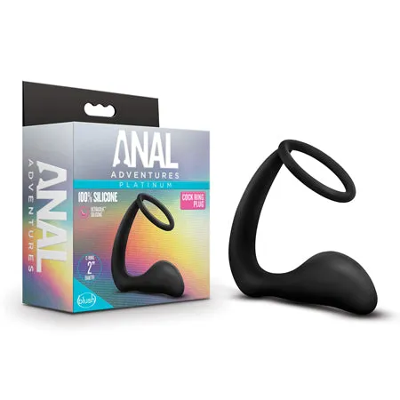 Anal Adv Platinum Cock Ring Plug Black