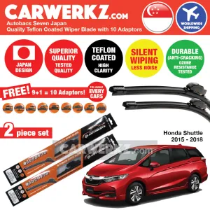 Autobacs Seven Japan Teflon Coated Flex Aerodynamic Wiper Blade with 10 Adaptors for Honda Shuttle 2015-2018 (26" 14")