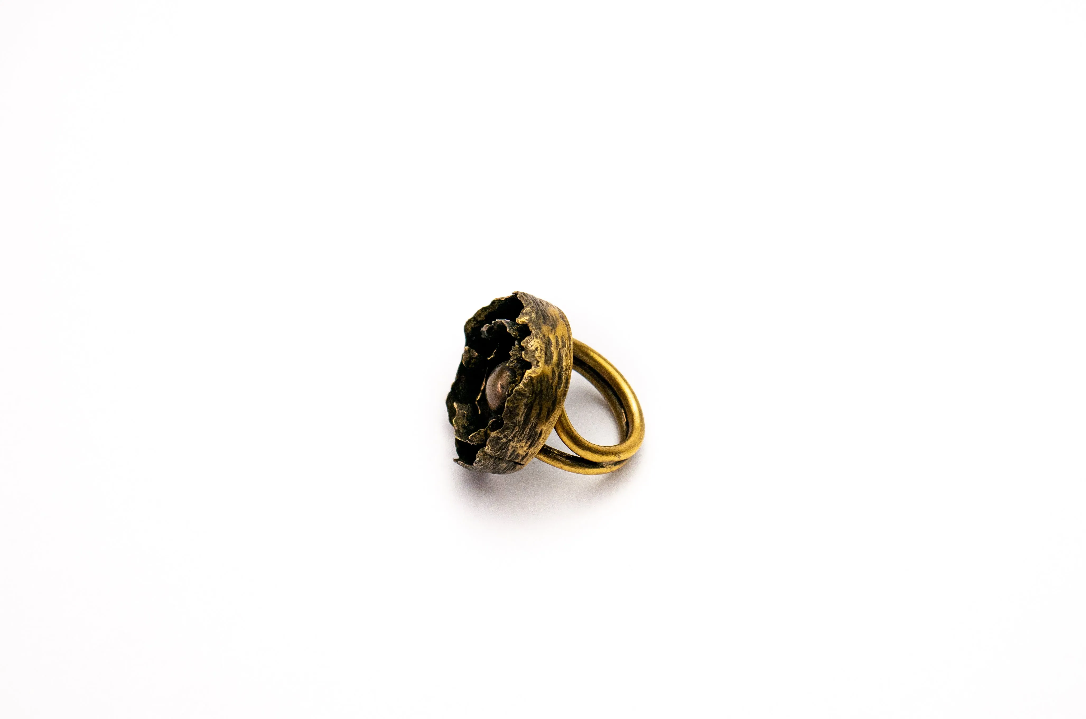 Concentric circles brass ring - OOAK Statement Ring