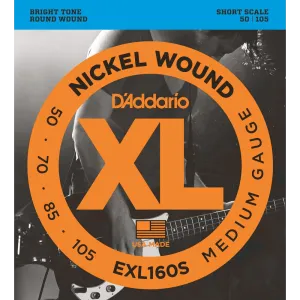 Daddario - Electric Bass Guitar Strings Set 50-105 Nickel Wound Short Scale EXL160S