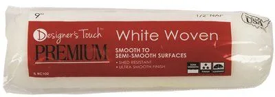 Designer Touch Premium Roller Cover White Woven 9 Inch  X 1/2 Inch  Nap