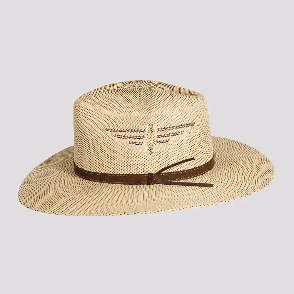 Dover | Mens Bangora Straw Flat Brim Pinch Front Sun Hat