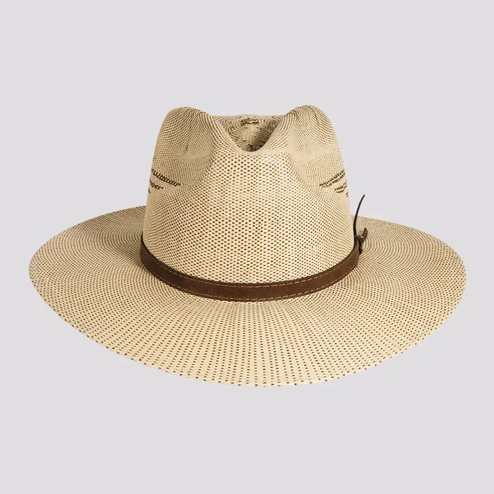 Dover | Mens Bangora Straw Flat Brim Pinch Front Sun Hat
