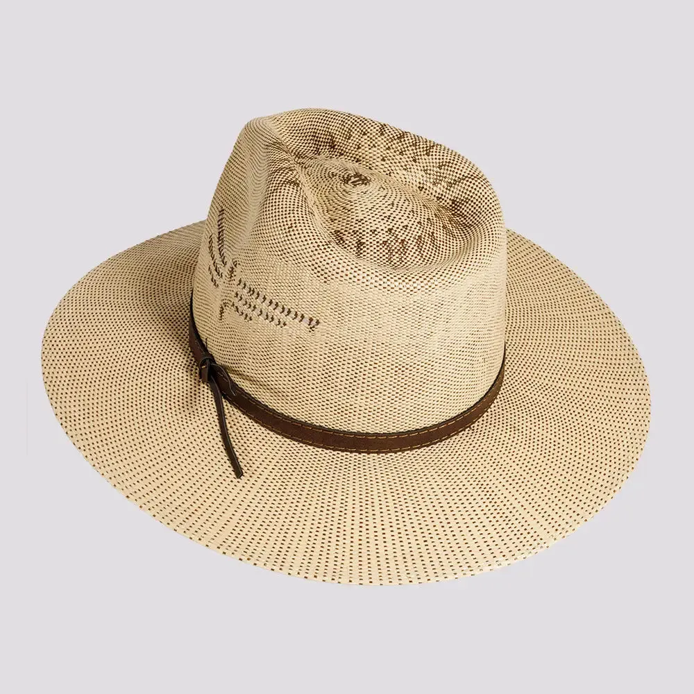 Dover | Mens Bangora Straw Flat Brim Pinch Front Sun Hat