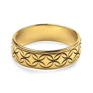 Estate 14k Yellow Gold 6mm Engraved Band