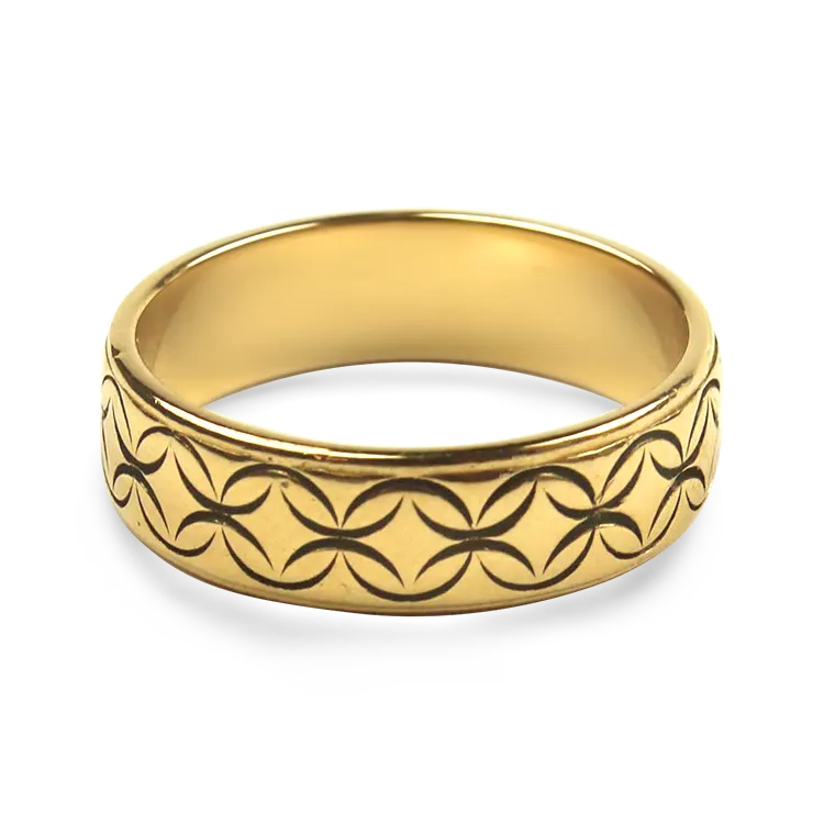 Estate 14k Yellow Gold 6mm Engraved Band