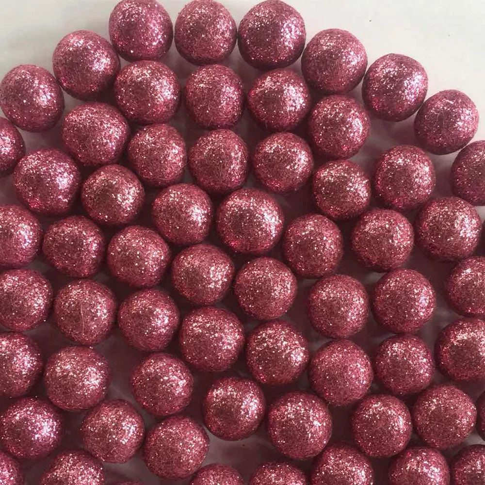 Glitter Felt Balls Rose Pink