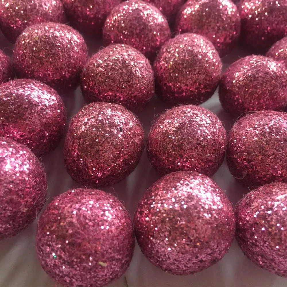 Glitter Felt Balls Rose Pink