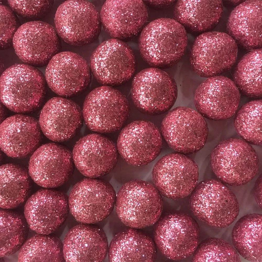 Glitter Felt Balls Rose Pink