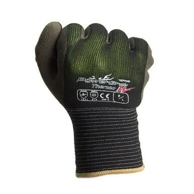 GLOVES, PIP BLACK ACRYLIC TERRY SHELL, BROWN MICROFINISH GRI