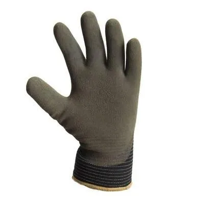 GLOVES, PIP BLACK ACRYLIC TERRY SHELL, BROWN MICROFINISH GRI
