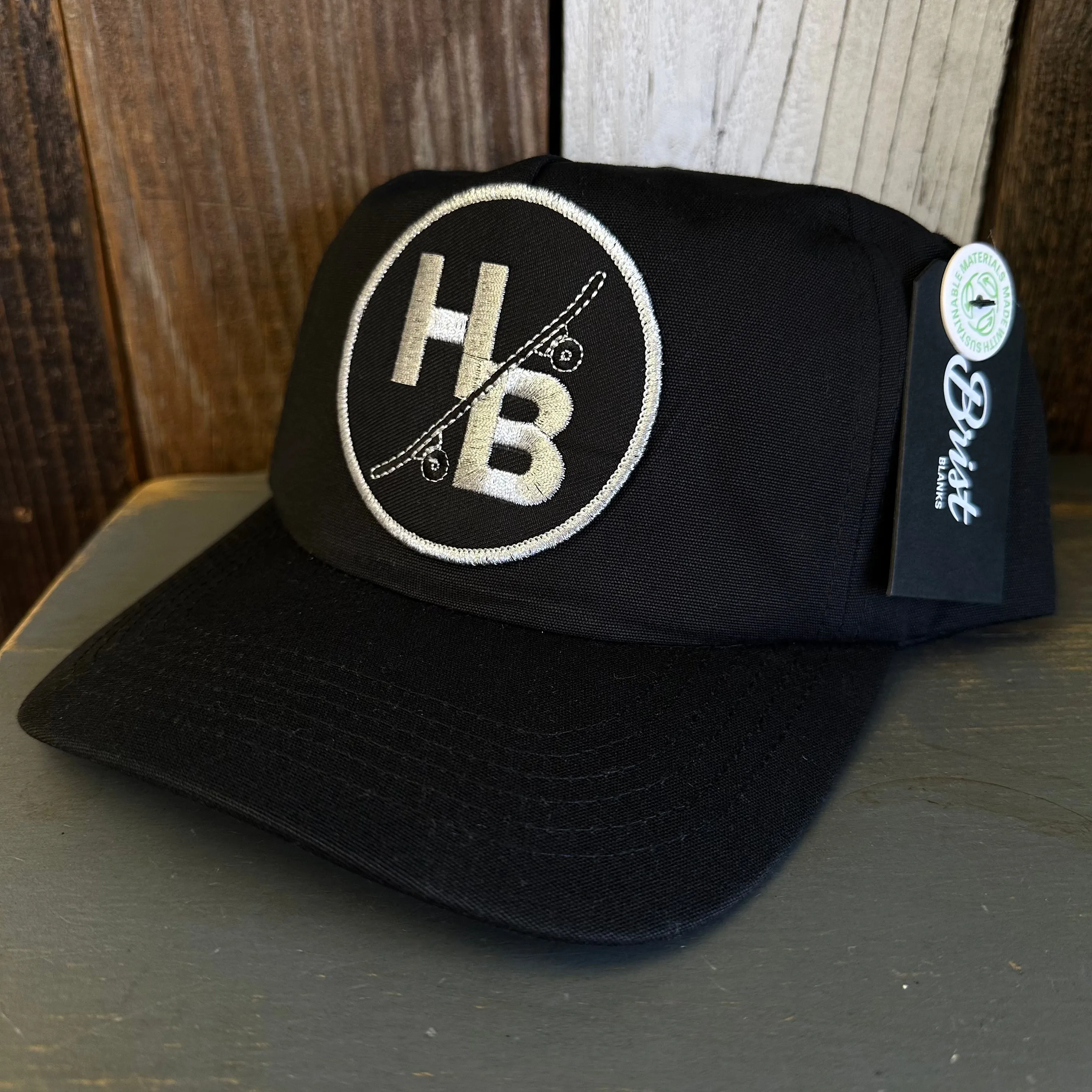 Hermosa Beach SKATEBOARDING WAS NEVER A CRIME :: HB SURFBOARD - 5 Panel Hat - Black