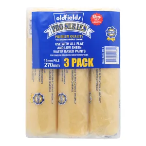 OLDFIELDS Pro Series Roller Cover 270mm x 15mm Nap x 3 Pack For Waterbased Paint