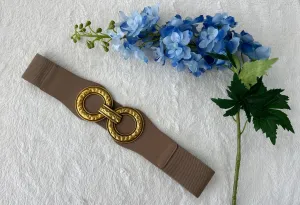 Plus Taupe belt with gold circles