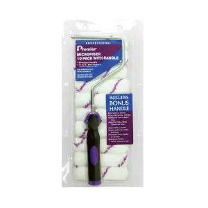 Premier 4" X 3/8" Microfiber Roller Sleeves 10 Pack With Frame