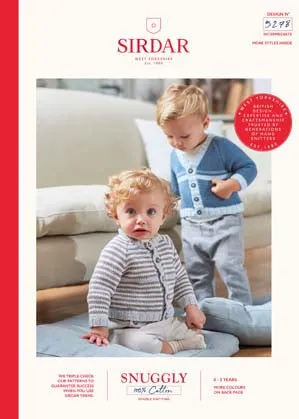 Sirdar Snuggly 100% Cotton Baby Cardigan Pattern 0-3yrs 5278