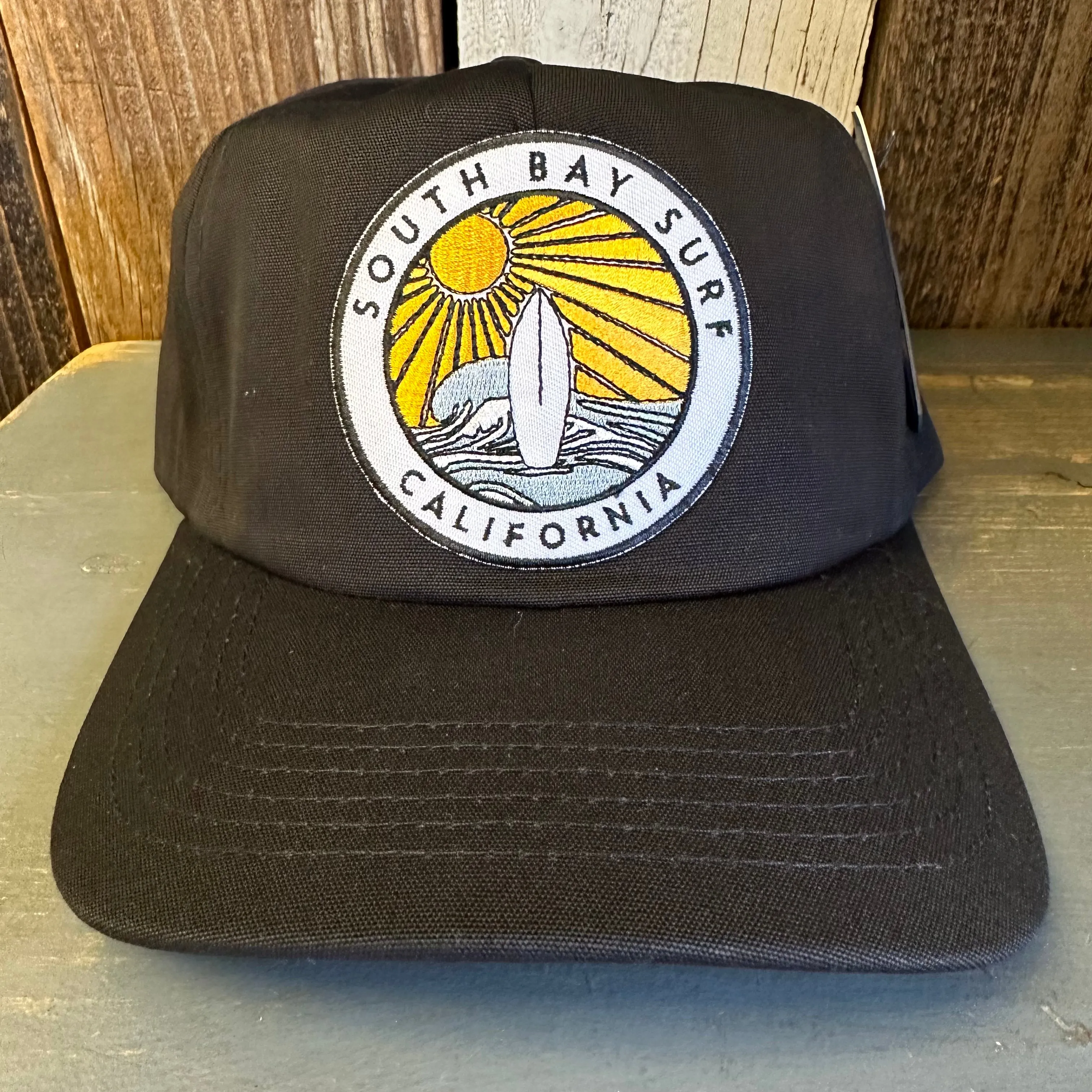 SOUTH BAY SURF (Multi Colored Patch) - 5 Panel Hat - Black