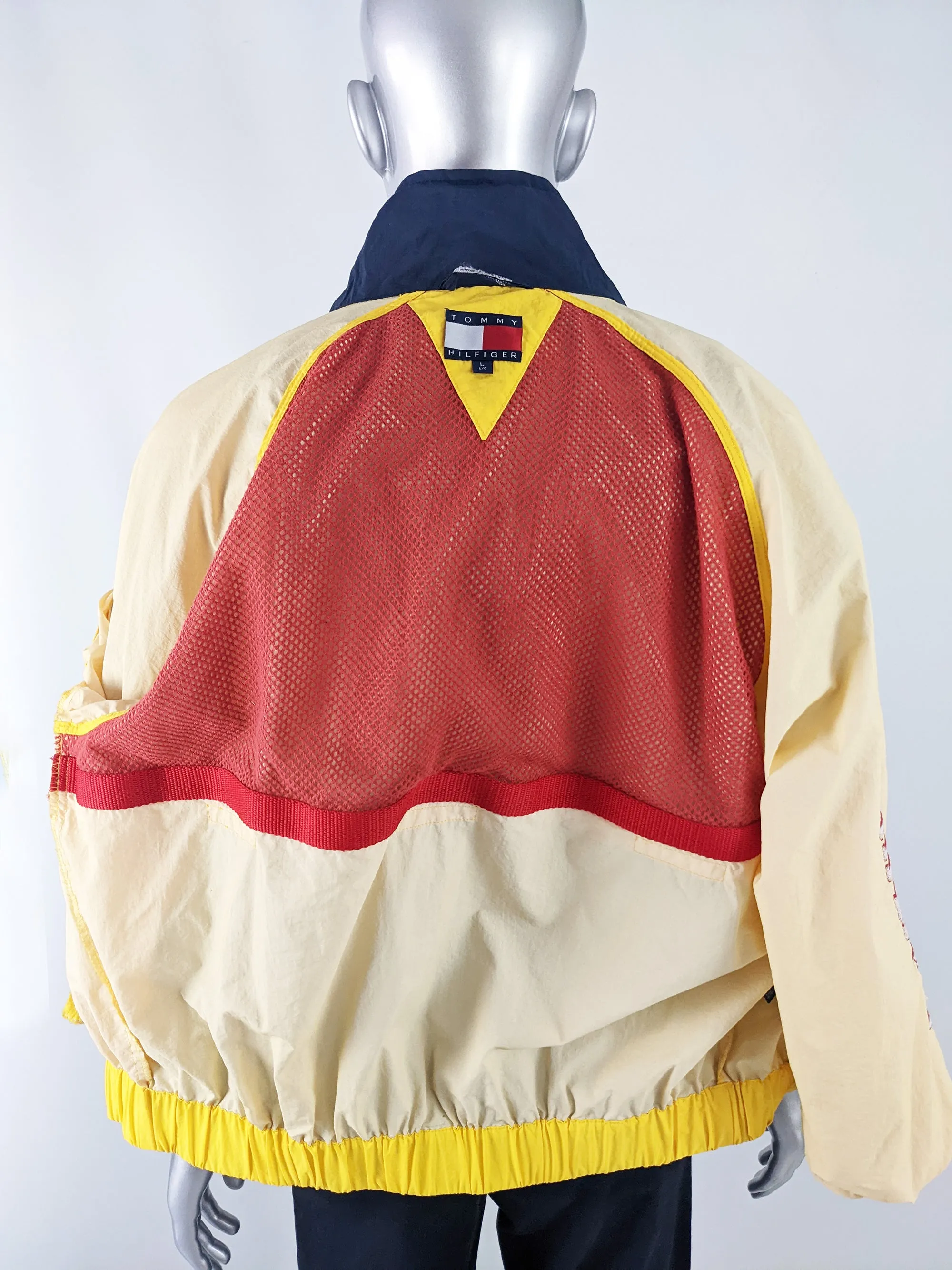 Tommy Hilfiger Vintage Mens Yellow Sailing Style Jacket, 1990s