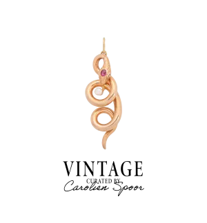 Vintage Pearl And Ruby Conspicuous Snake Pendant