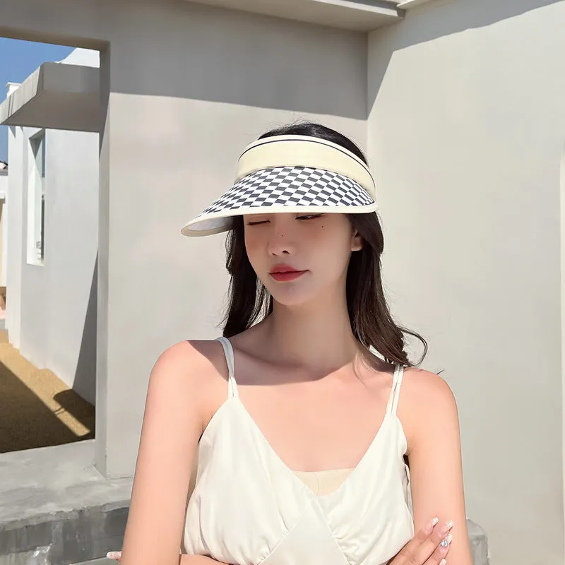 Women's Checkerboard Brim Sun Hats Golf Visor