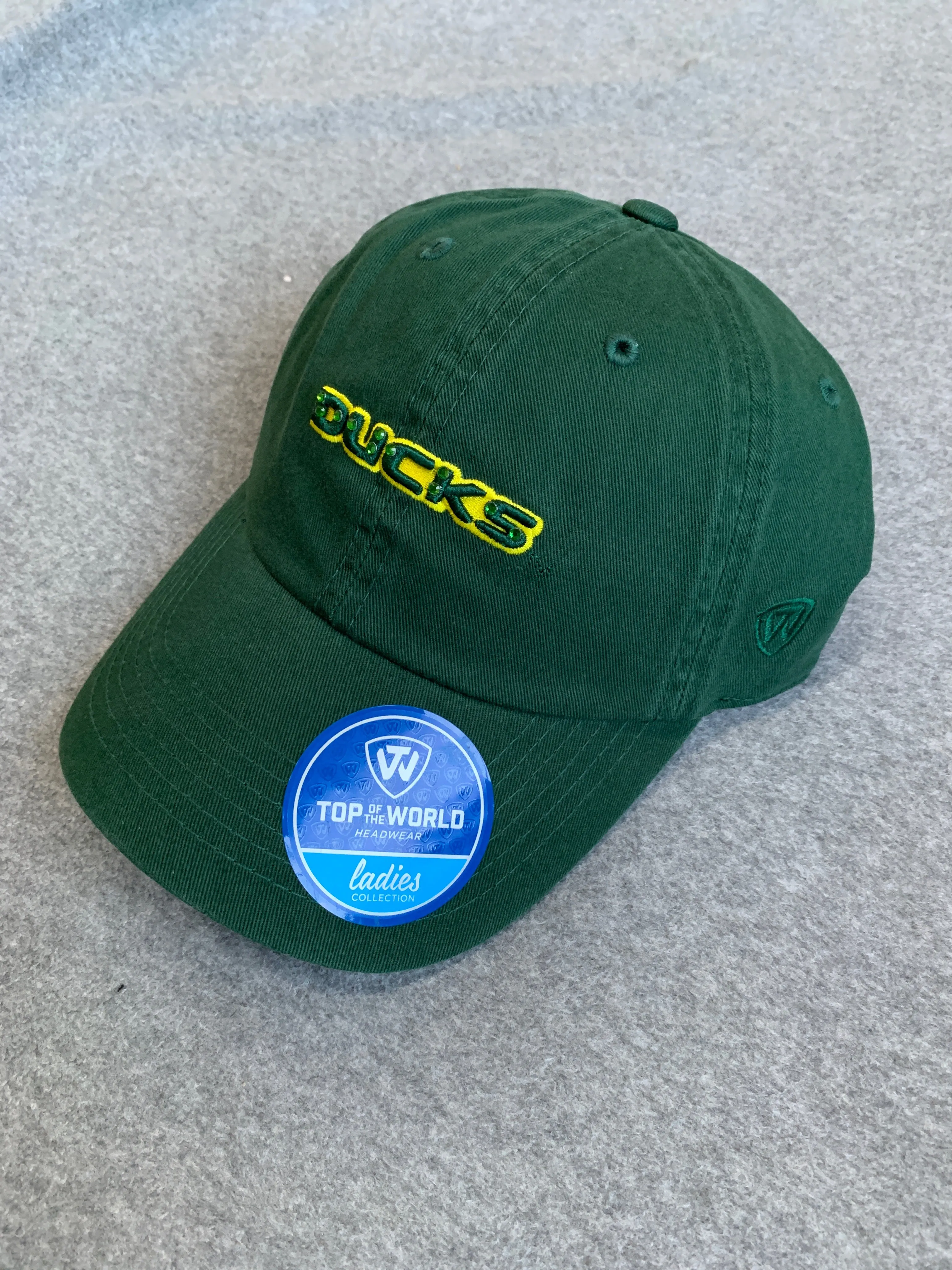 Women's Green Ducks Hat W/Gems